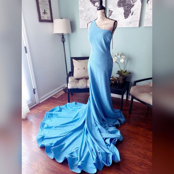 Jovani light blue plus size prom dress or pageant gown - Picture 2 of 5